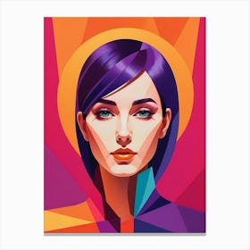 Colorful Geometric Woman Portrait Low Poly (31) Canvas Print