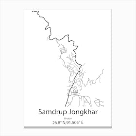 Samdrup Jongkhar,Bhutan Minimalist Map Canvas Print