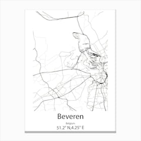 Beveren,Belgium Minimalist Map Canvas Print