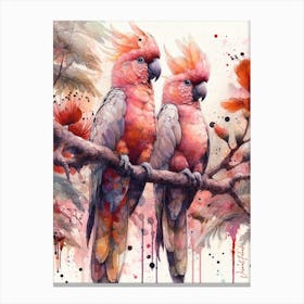 A Pair Of Salmon Crested Cockatoos 2 Canvas Print