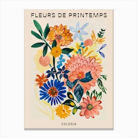 Spring Floral French Poster  Celosia 4 Canvas Print