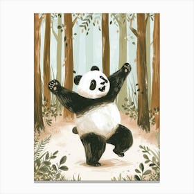 Giant Panda Dancing In The Woods Storybook Illustration 1 Canvas Print