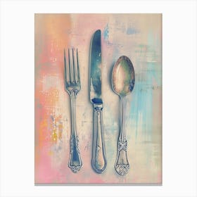 Kitsch Knife Fork Spoon Brushstrokes 2 Canvas Print