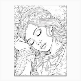 Line Art Inspired By The Sleeping Gypsy 5 Canvas Print