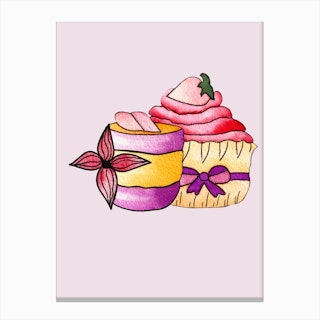 Purple And Pink Cupcakes Canvas Print