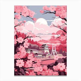Cherry Blossoms Japanese Style Illustration 14 Canvas Print
