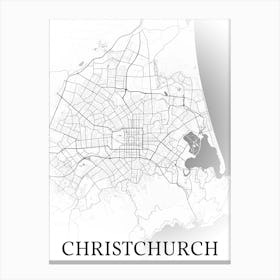 Christchurch, Canterbury, New Zealand, City Map, Black And White Fade Design Leinwandbild