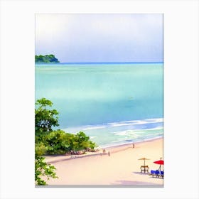 Cha Am Beach 4, Thailand Watercolour Canvas Print