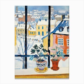 The Windowsill Of Tallinn   Estonia Snow Inspired By Matisse 2 Canvas Print