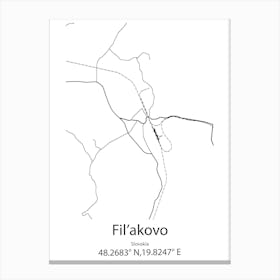 Fil Akovo,Slovakia Minimalist Map Canvas Print