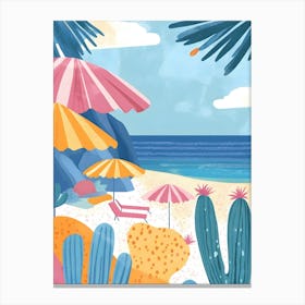 Cactus On The Beach Canvas Print