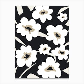 Field Of Flowers Black White Canvas Print