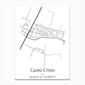 Cauto Cristo,Cuba Minimalist Map Canvas Print