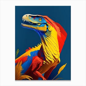 Utahraptor 1 Primary Colours Dinosaur Canvas Print