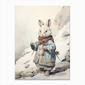 Storybook Animal Watercolour Arctic Hare 1 Canvas Print