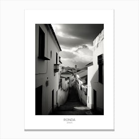Poster Of Ronda, Spain, Black And White Analogue Photography 2 Canvas Print