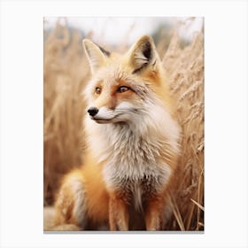 Red Fox Close Up Realism 4 Canvas Print