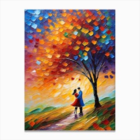 Couple Kissing Under A Tree Canvas Print