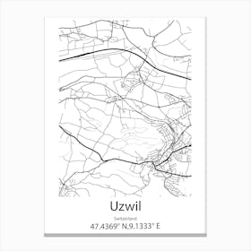 Uzwil,Switzerland Minimalist Map Canvas Print