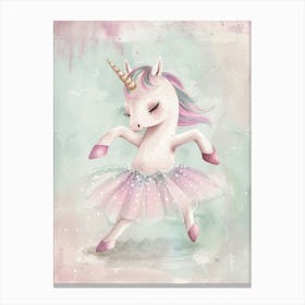 Pastel Unicorn Storybook Style In A Tutu 2 Canvas Print