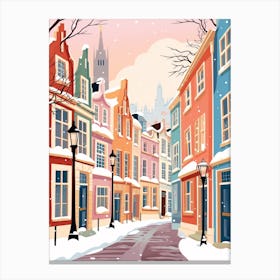 Vintage Winter Travel Illustration York United Kingdom 1 Canvas Print