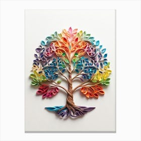 Default Stylized 3d Tree Of Life In Bright Rainbow Colors On A 1 (2) Canvas Print