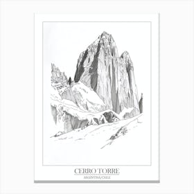 Cerro Torre Argentina Chile Line Drawing 11 Poster Canvas Print