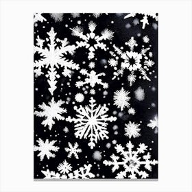 Pattern, Snowflakes, Black & White 3 Canvas Print