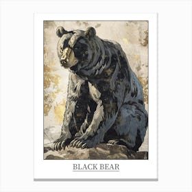 Black Bear Precisionist Illustration 3 Poster Canvas Print