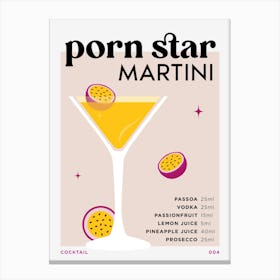 Porn Star Martini in Beige Cocktail Recipe Canvas Print