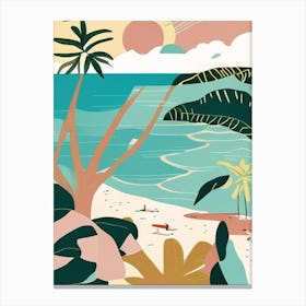 Ile De La Reunion France Muted Pastel Tropical Destination Canvas Print