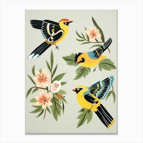 Folk Style Bird Painting American Goldfinch 1 Canvas Print