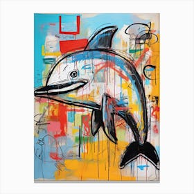 Dolphin, Basquiat style, Neo-expressionism Canvas Print