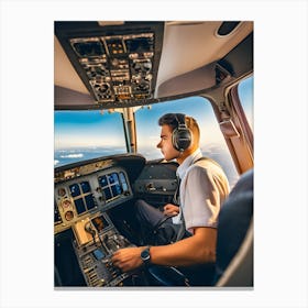 Pilot In Cockpit - Reimagined 3 Canvas Print