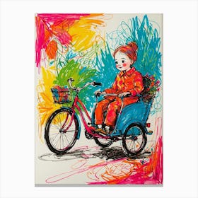 Chinese Girl On A Bike Canvas Print