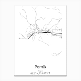 Pernik,Bulgaria Minimalist Map Canvas Print