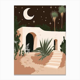 Desert House At Night Canvas Print