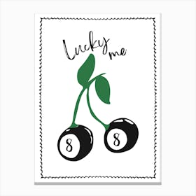 Lucky Me 8 Ball Art Print Vintage Food Print Trendy Retro Cherry Illustration Mid Century Kitchen Canvas Print