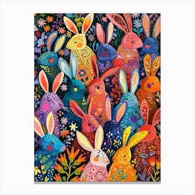 Kitsch Colourful Bunnies 2 Canvas Print