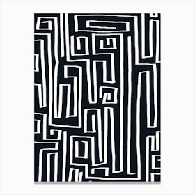 Labyrinth Line Art B And W B Canvas Print