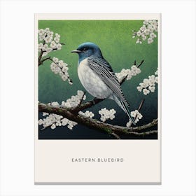 Ohara Koson Inspired Bird Painting Eastern Bluebird 2 Poster Canvas Print