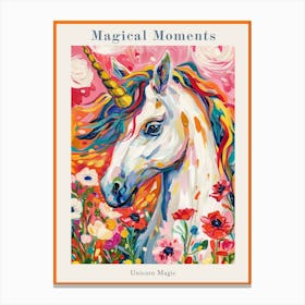 Floral Folky Unicorn Portrait Fauvism Inspired 1 Poster Toile