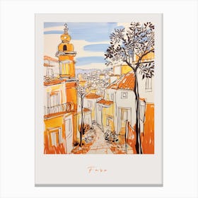 Faro Portugal 2 Orange Drawing Poster Canvas Print