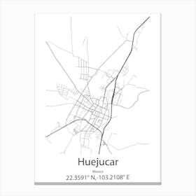 Huejucar,Mexico Minimalist Map Canvas Print