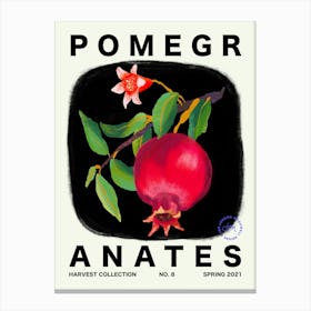 Pomegranates Fruit Kitchen Typography Canvas Print