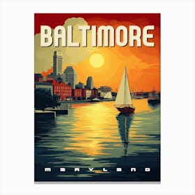 Baltimore Retro Travel Poster Canvas Print