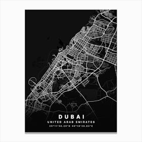 Dubai United Arab Emirates Black Map Canvas Print