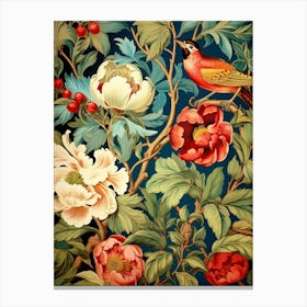 Wallpaper With Birds And Flowers 1 Canvas Print