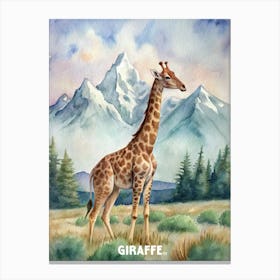 Giraffe Watercolor Painting Canvas Print