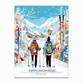 Aspen Snowmass   Colorado Usa, Ski Resort Poster Illustration 2 Canvas Print
